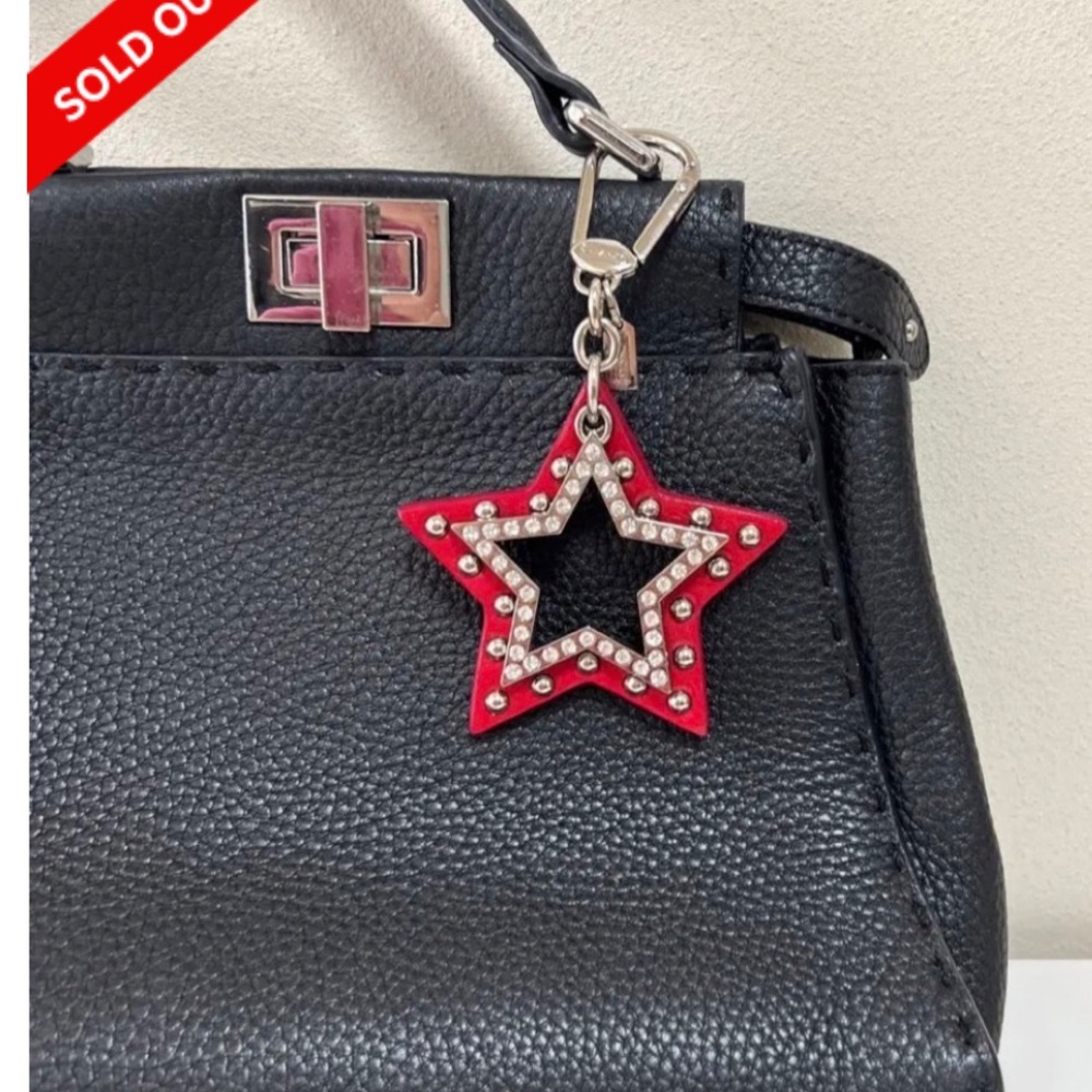 Coach Patent Red Star Rhinestone Keychain - Picture 2 of 11